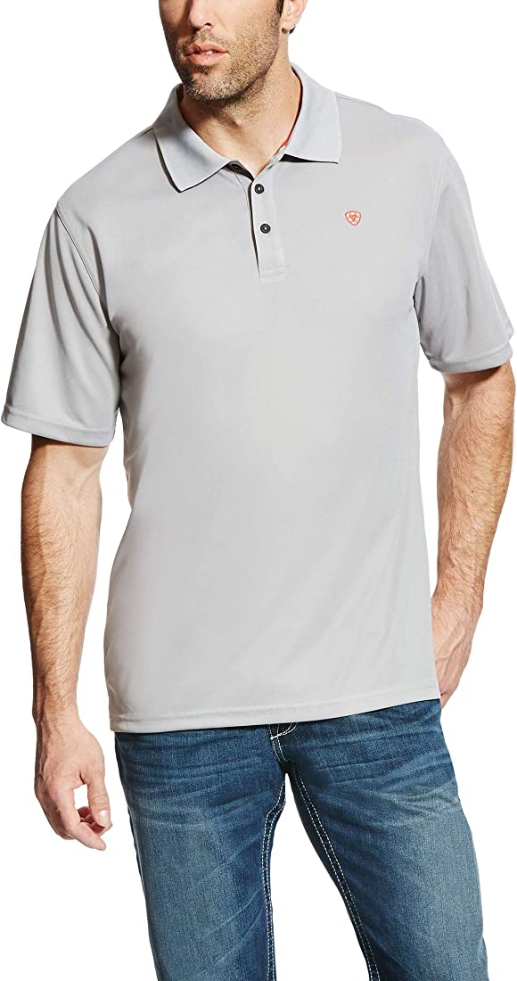 Ariat TEK Short Sleeve Polo Shirt, Silver Lining, Small