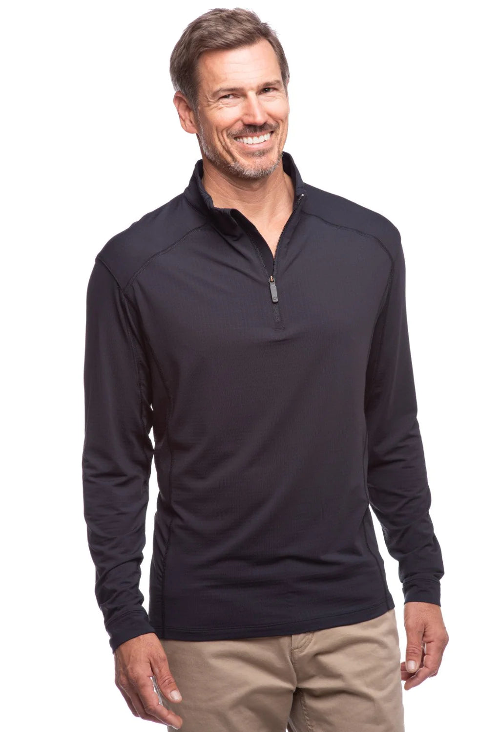 IBKUL Men's LS Zip Neck Pullover, Black