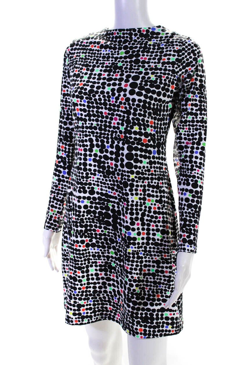 Ibkul Women's Polka Dot Long Sleeve Zip Front Mini Dress Multicolor - XL