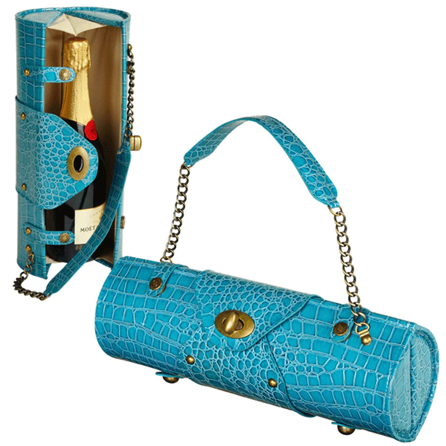 Picnic at Ascot Wine Purse - Turquoise